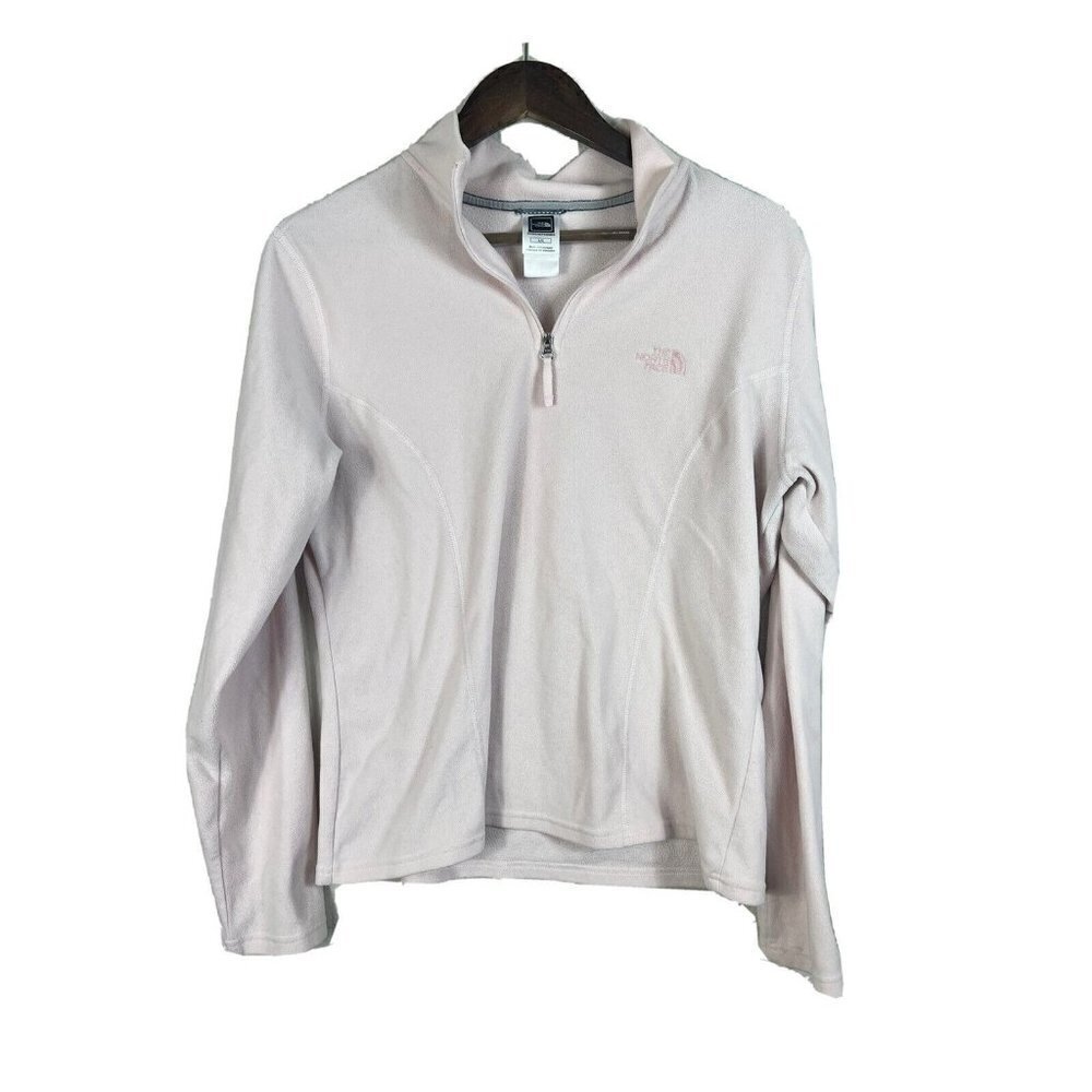 NORTH face 1/4 zip pink fleece pullover size large